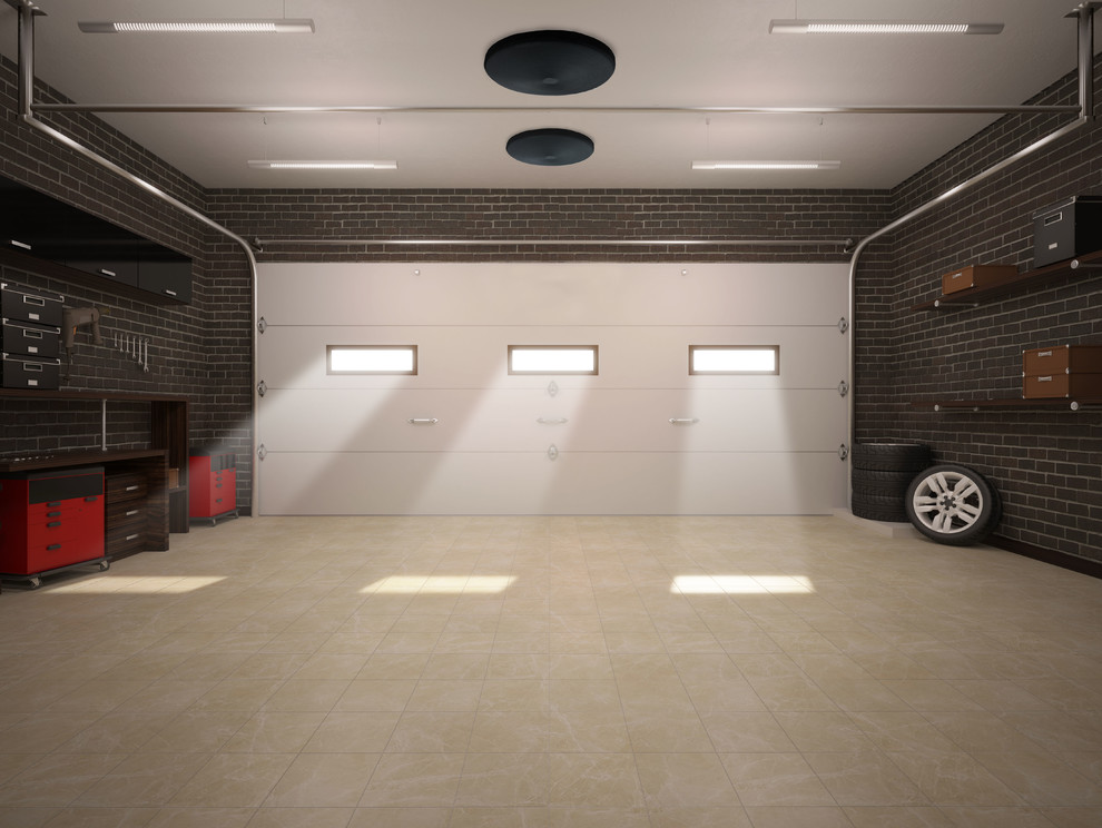 Example of a mid-sized urban two-car garage design in Sydney
