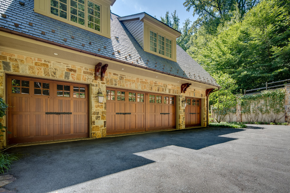 Design ideas for an expansive country attached garage in DC Metro with four or more cars.