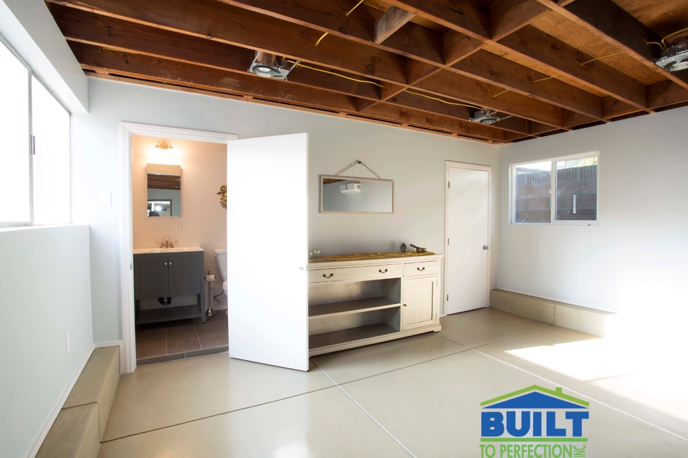 Garage converted into a Yoga Studio and a shower was built from the