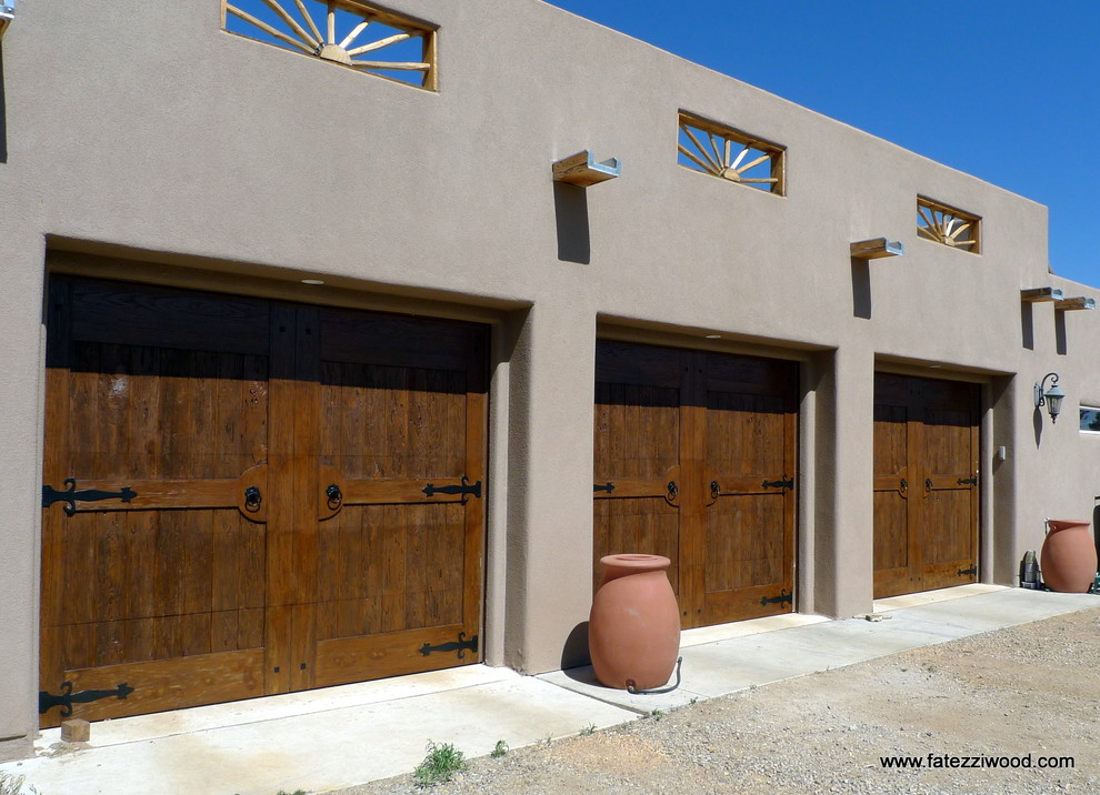 Garage Doors, Pecky Cypress Southwestern Garage Albuquerque by