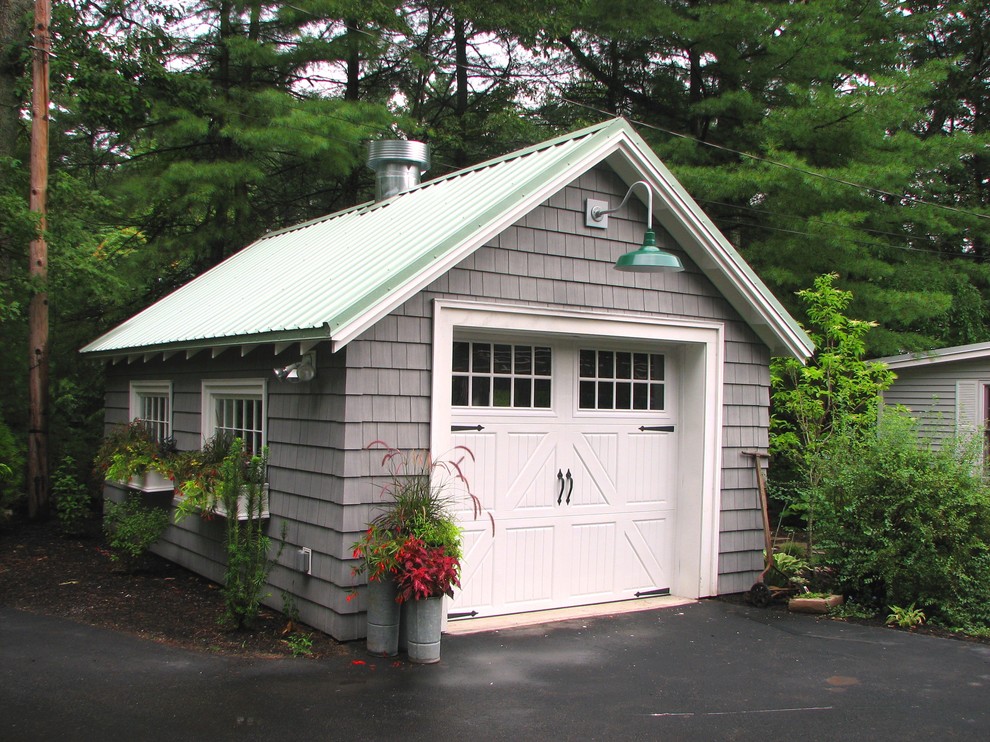 Inspiration for a mid-sized timeless detached garage remodel in Boston