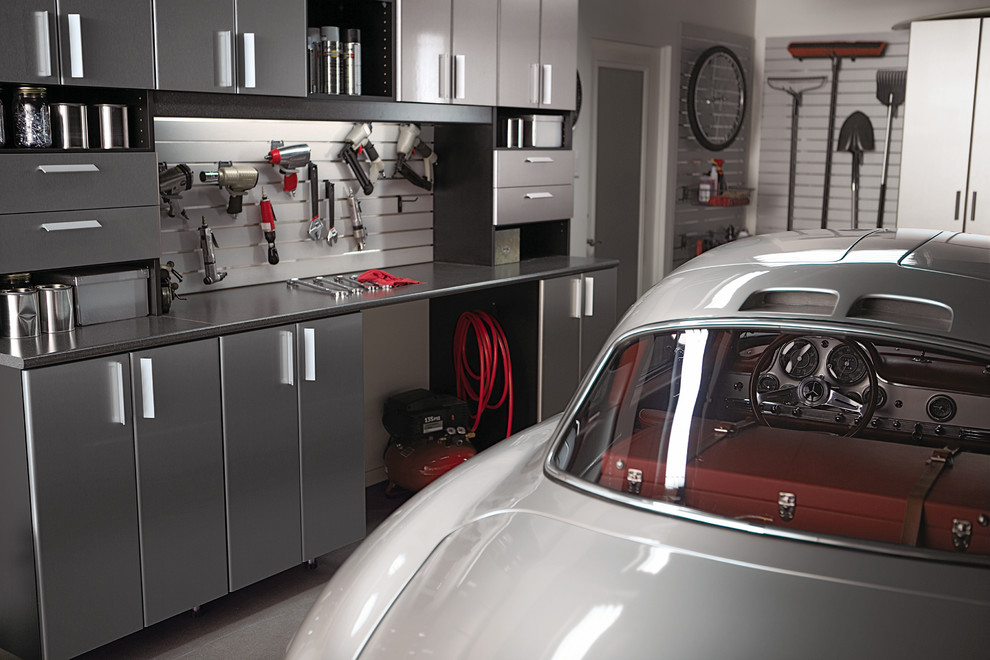 Inspiration for a medium sized modern double garage workshop in San Francisco.