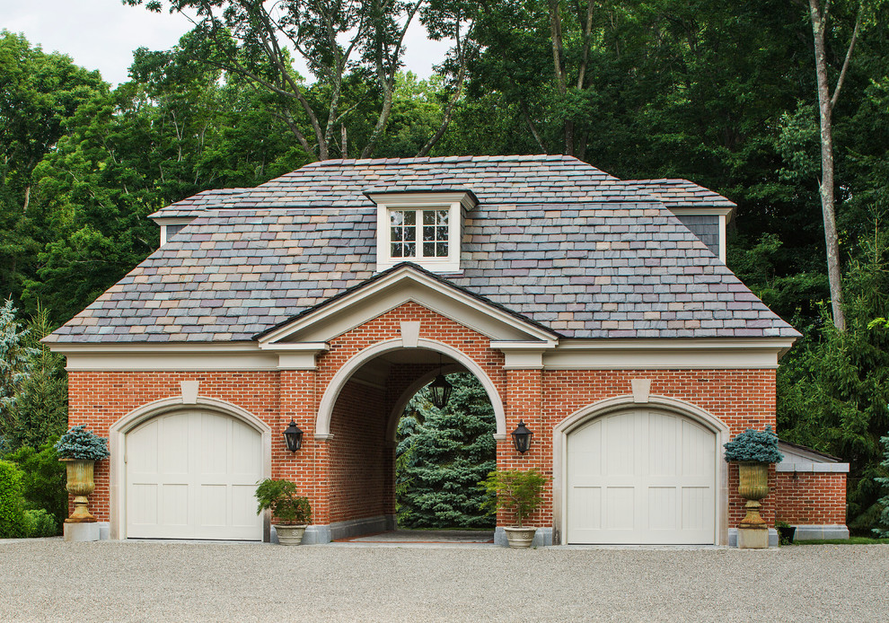 Photo of a classic double port cochere in New York.