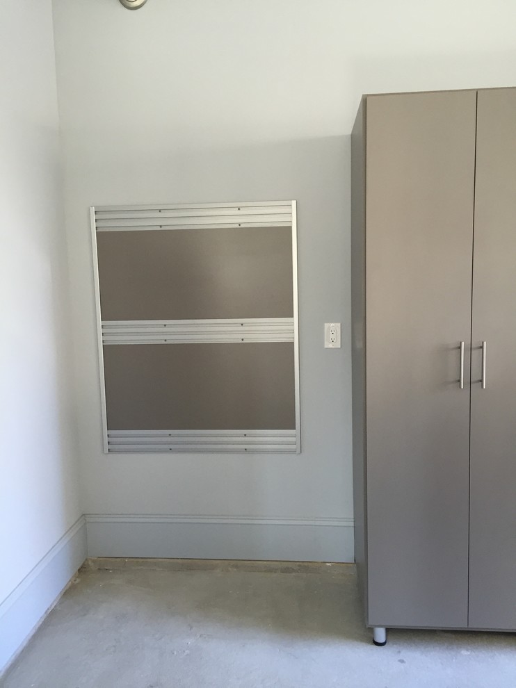Grey Garage Storage Units and Work Bench Contemporary Garage New