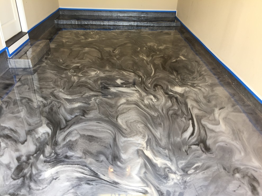 Grey pearl and black metallic epoxy garage floor - Modern ...