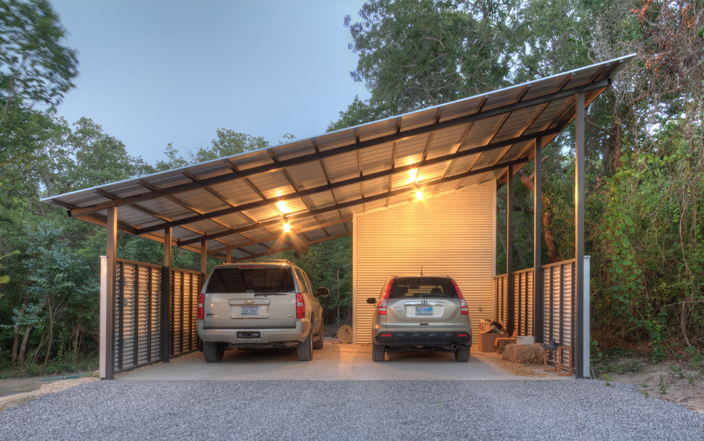 Exemple d'un garage pour deux voitures séparé industriel.