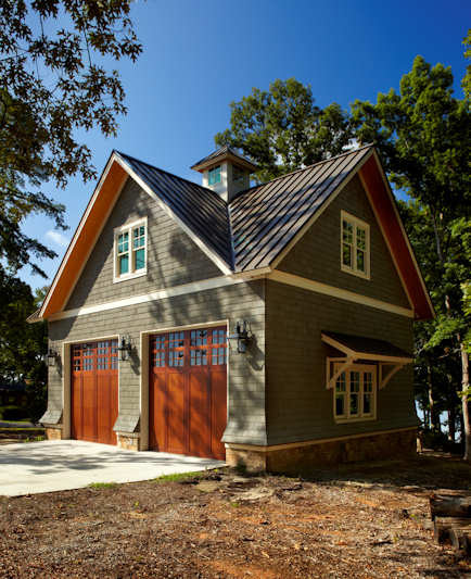 This is an example of a traditional detached double boathouse in Charleston.