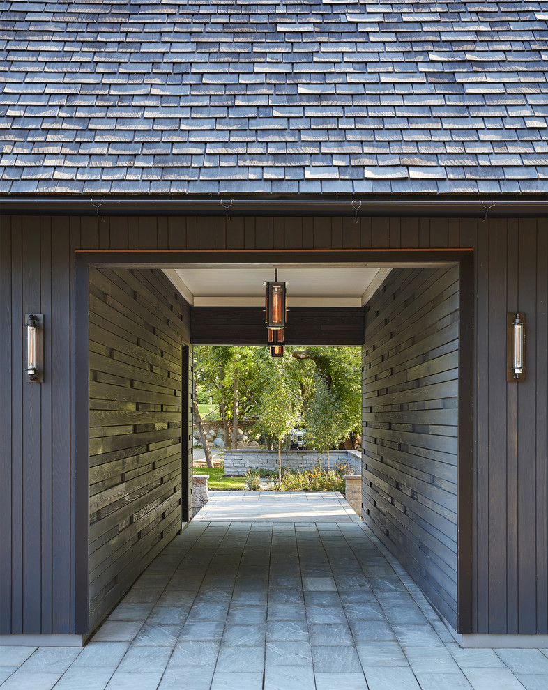 Lake MOdern Salt Box Rustic Garage Minneapolis by