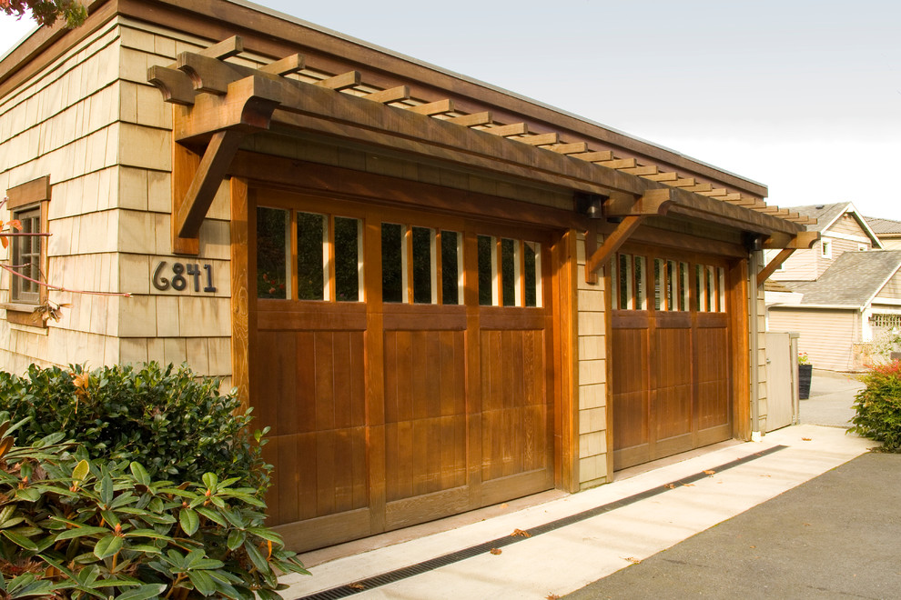 Garage - craftsman two-car garage idea in Seattle
