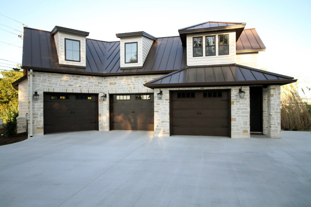 This is an example of a mediterranean garage in Austin.