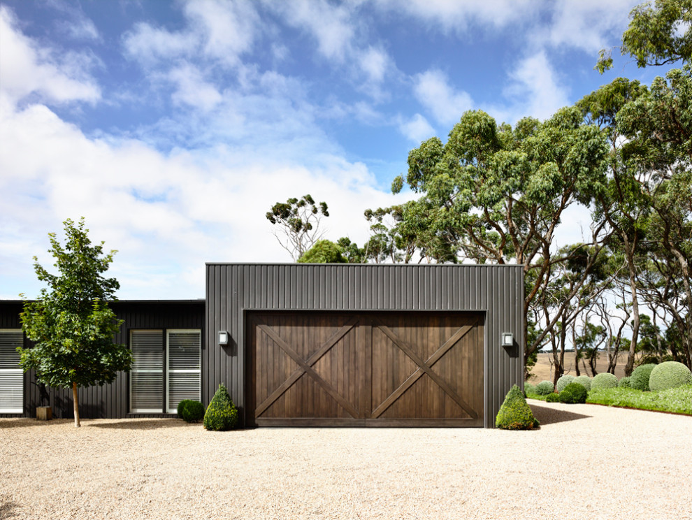 Свежая идея для дизайна: гараж в стиле модернизм - отличное фото интерьера