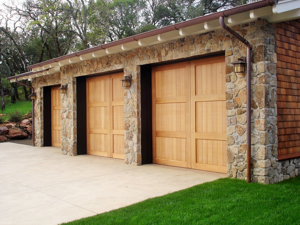 This is an example of a large modern detached garage in San Francisco with three or more cars.