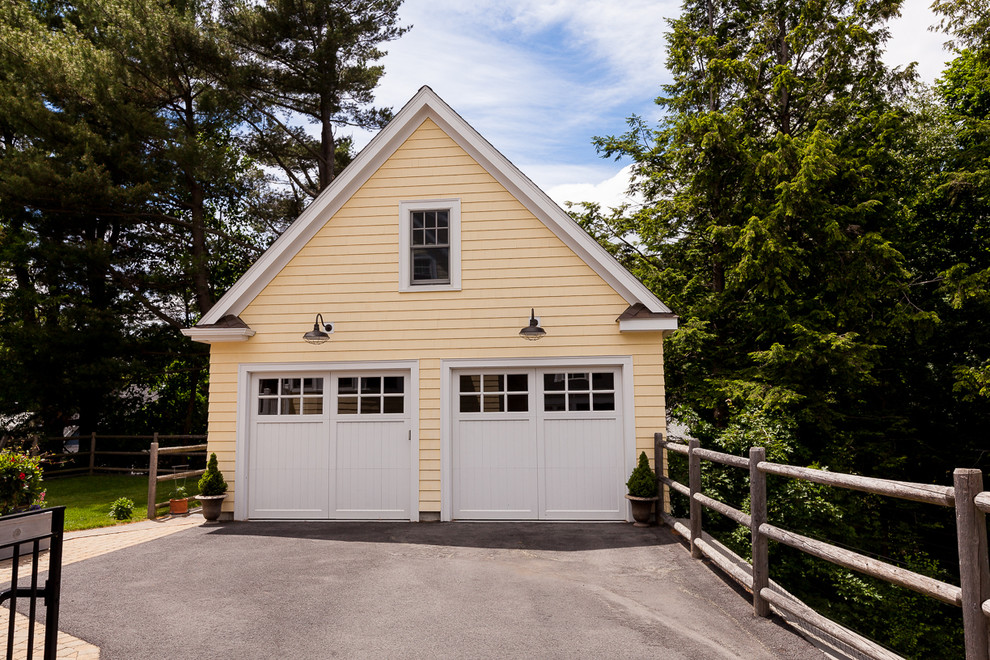 Garage - large traditional detached two-car garage idea in Boston