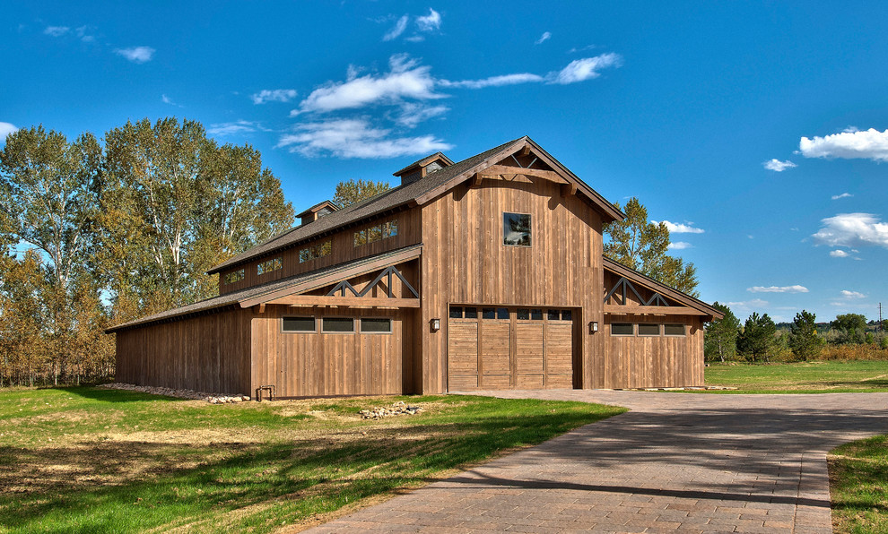 This is an example of a rustic garage in Denver.