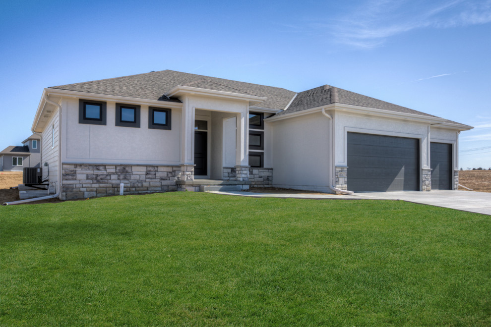 New Fieldstone Ranch Plan Garage Omaha by Landmark Performance Homes Houzz