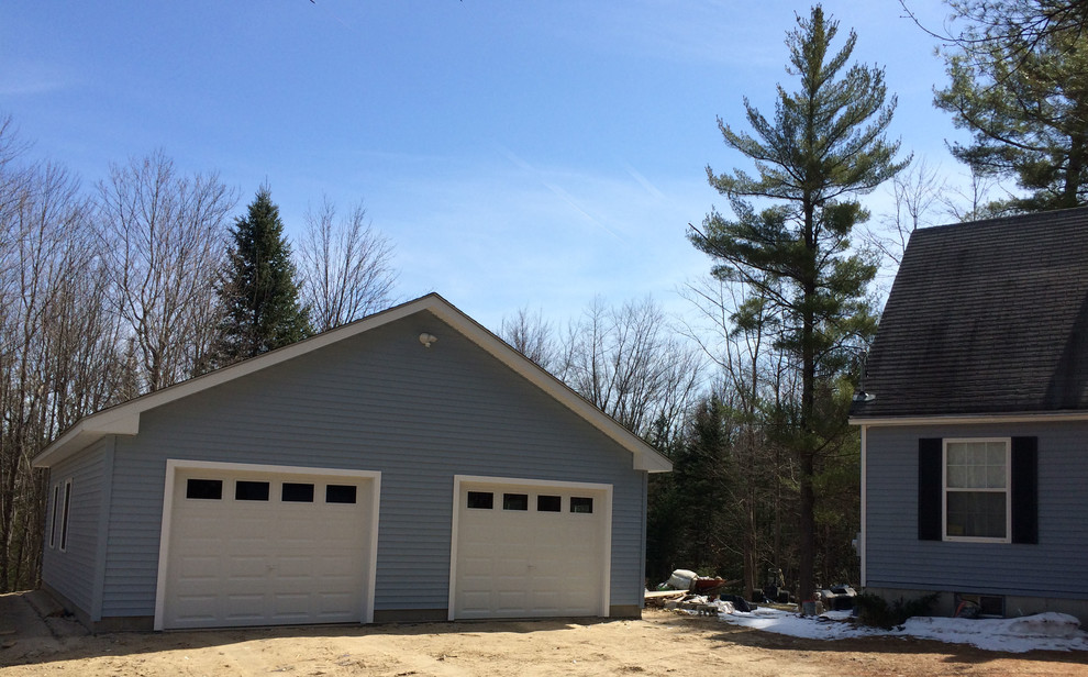 Inspiration for a mid-sized timeless detached two-car garage remodel in Portland Maine