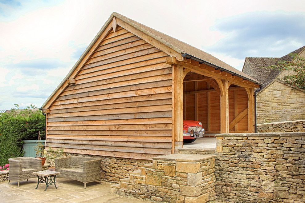 Inspiration for a medium sized country detached double carport in Gloucestershire.