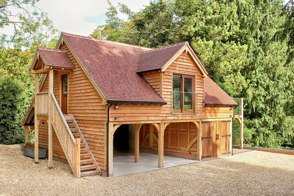 Oak garage with Guest Garage Gloucestershire by The