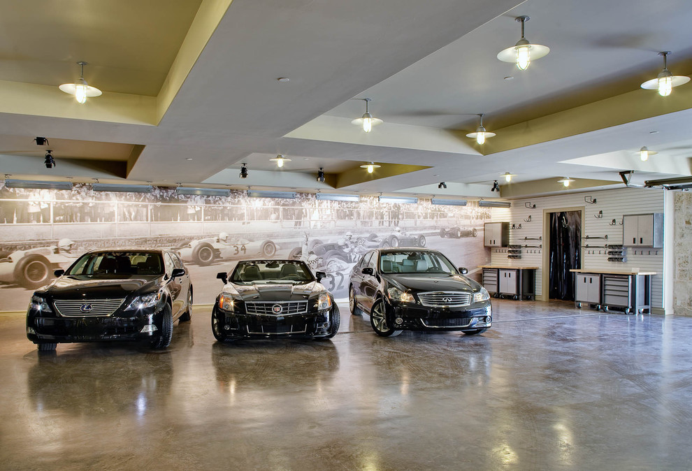 Tuscan four-car garage photo in Dallas