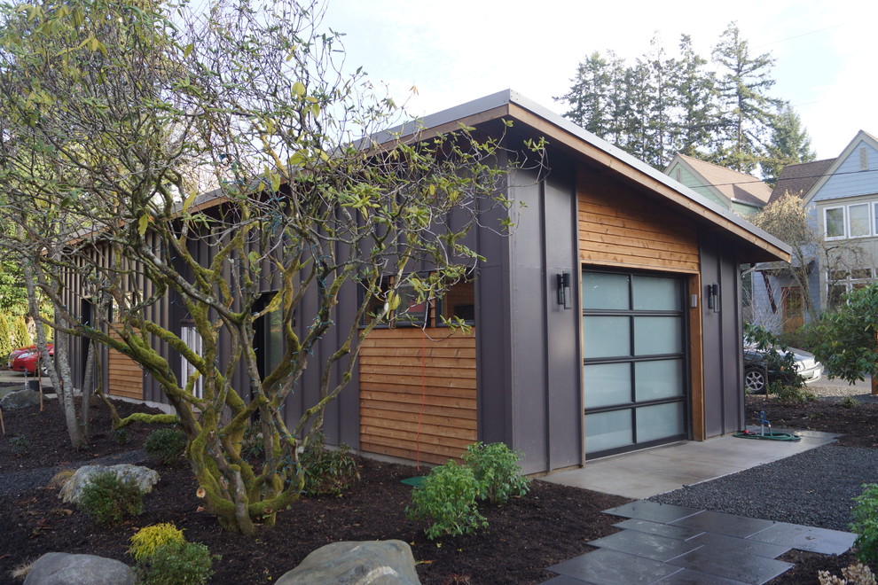 Inspiration for a small contemporary detached single garage in Seattle.