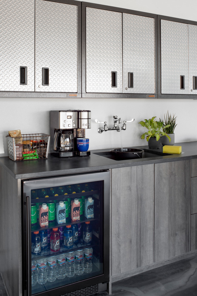 Presrv™ Black Stainless Single Zone Beverage Cooler Modern Garage