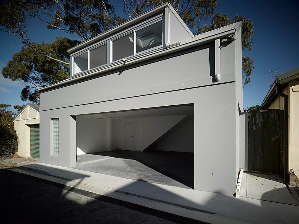 Foto di un garage per due auto indipendente moderno di medie dimensioni con ufficio, studio o laboratorio