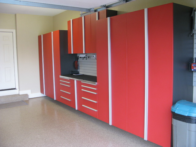 Red Garage Storage Cabinets Modern, Custom Garage Storage Solutions Llc