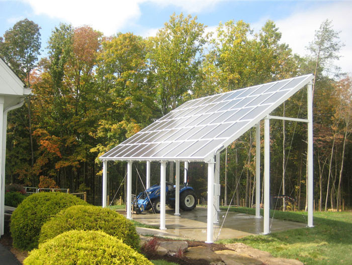 Design ideas for a medium sized modern detached double carport in Cleveland.