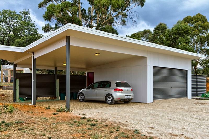 Medium sized contemporary detached carport in Melbourne with four or more cars.