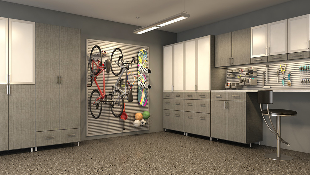 Garage workshop - mid-sized modern garage workshop idea in Los Angeles