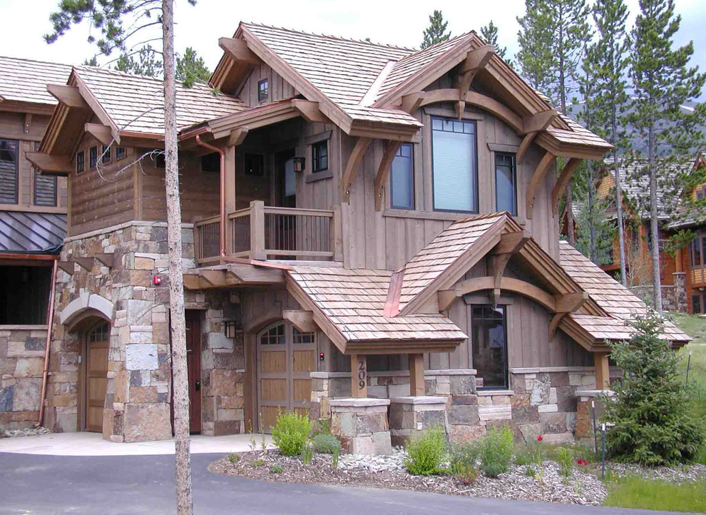 Mid-sized craftsman exterior home idea in Denver
