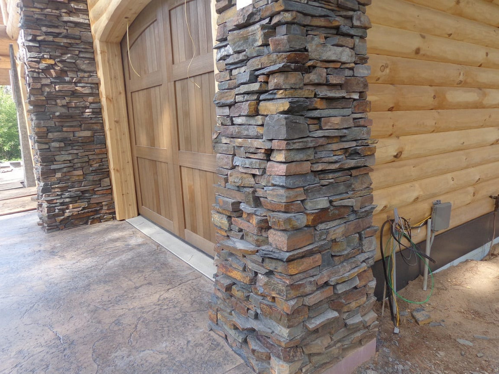 Torrington Real Thin Stone Veneer Garage Pillars Rustic Garage