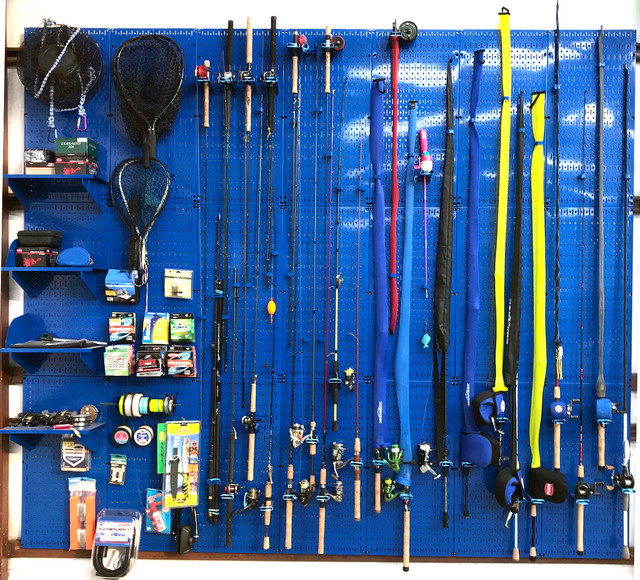 Peg Board Fishing Rod Rack  Organize Your Fishing Gear