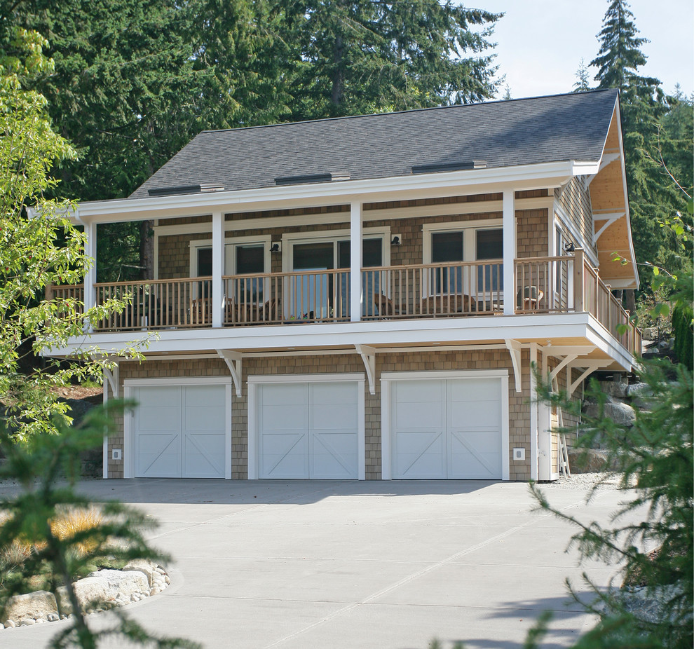 Design ideas for a beach style garage in Vancouver.