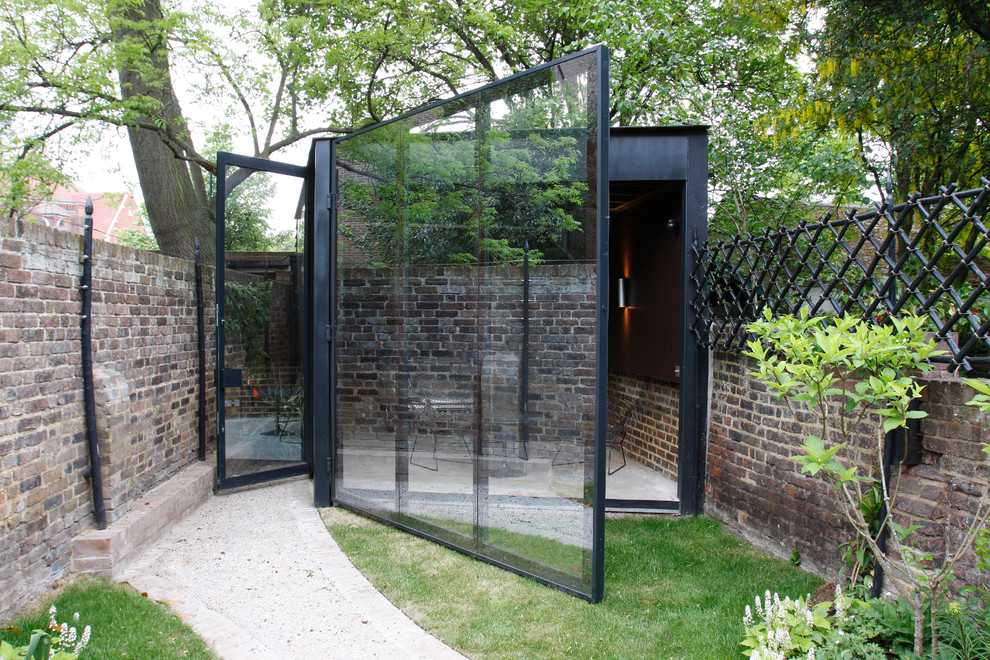This is an example of an urban garden shed and building in London.