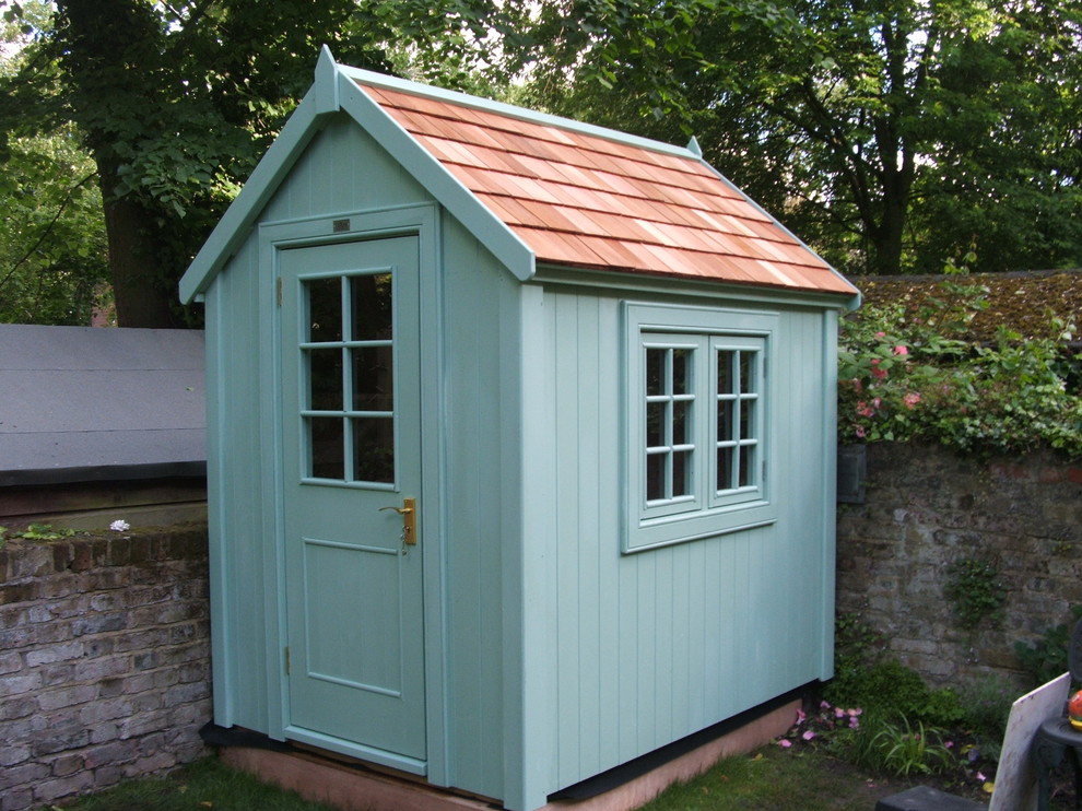 Design ideas for a small traditional garden shed in West Midlands.
