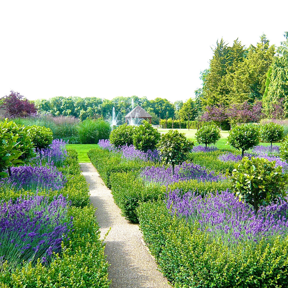 Esempio di un grande giardino country esposto in pieno sole dietro casa in estate con ghiaia