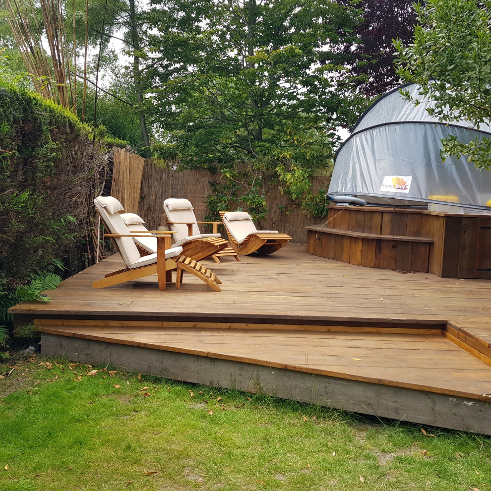 Above Ground Swimming Pool with Rustic Decking - Rustic - Landscape ...