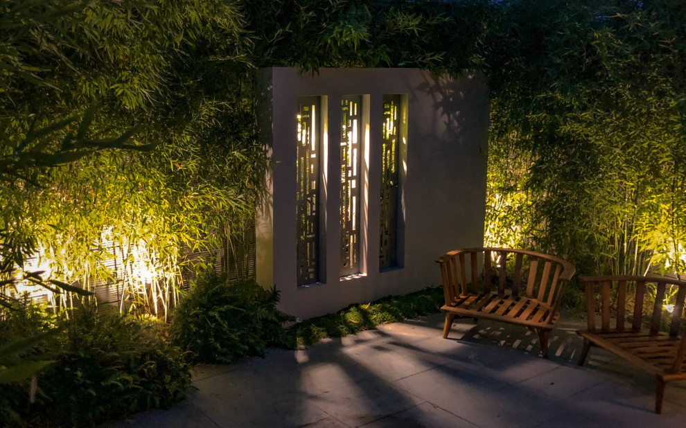 Foto di un piccolo giardino minimal in ombra dietro casa con pavimentazioni in pietra naturale