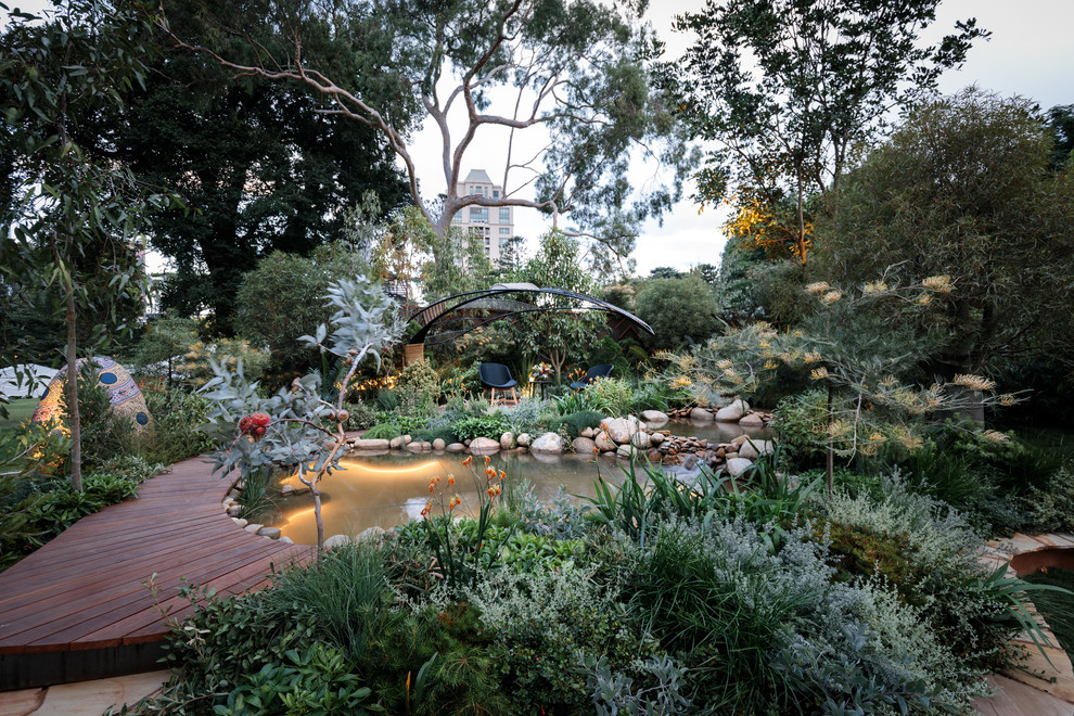 Cette image montre un jardin japonais asiatique.