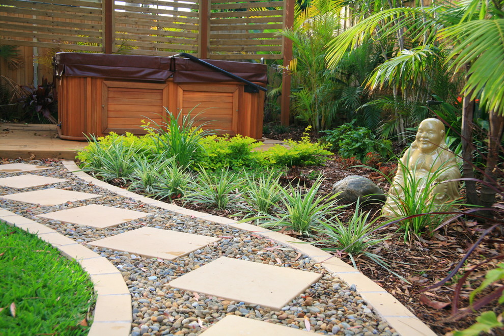 Inspiration for a mid-sized asian backyard garden path in Sydney.
