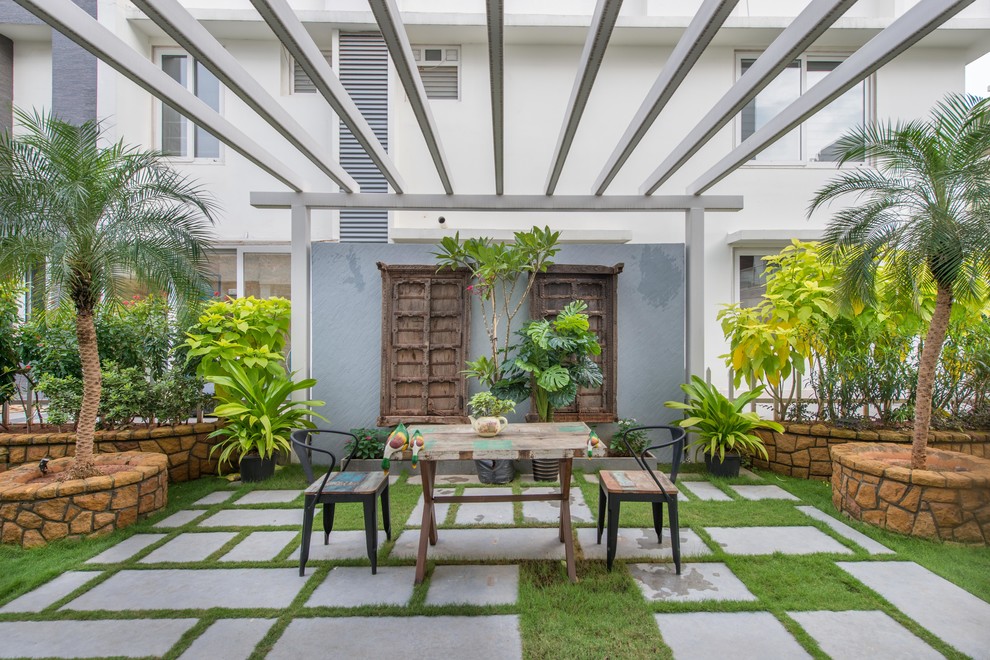 Design ideas for a modern garden in Hyderabad.
