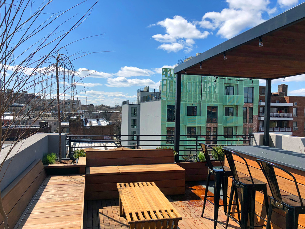 BedStuy Rooftop Garden with Pergola and Custom Wood Features