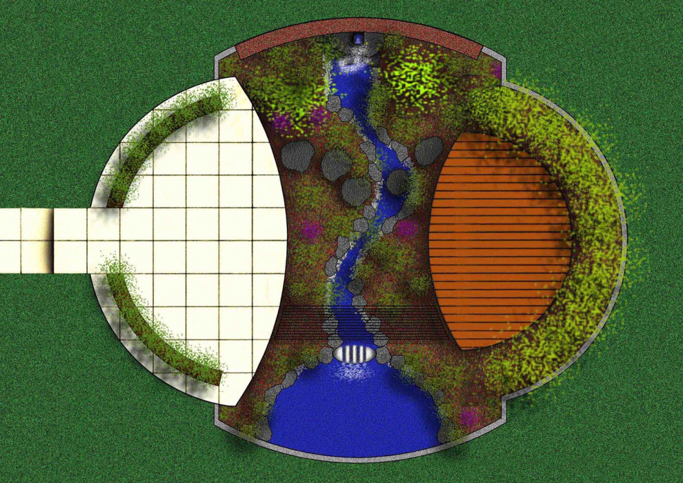 Foto di un giardino minimal di medie dimensioni e dietro casa con una cascata