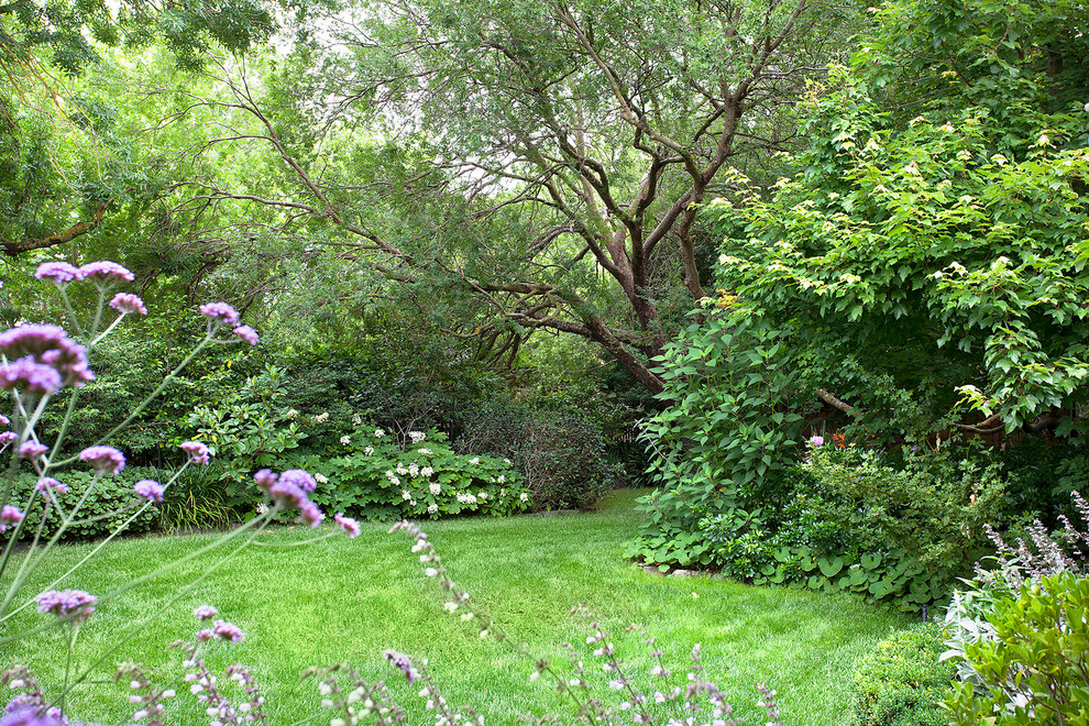 На фото: участок и сад на переднем дворе в современном стиле