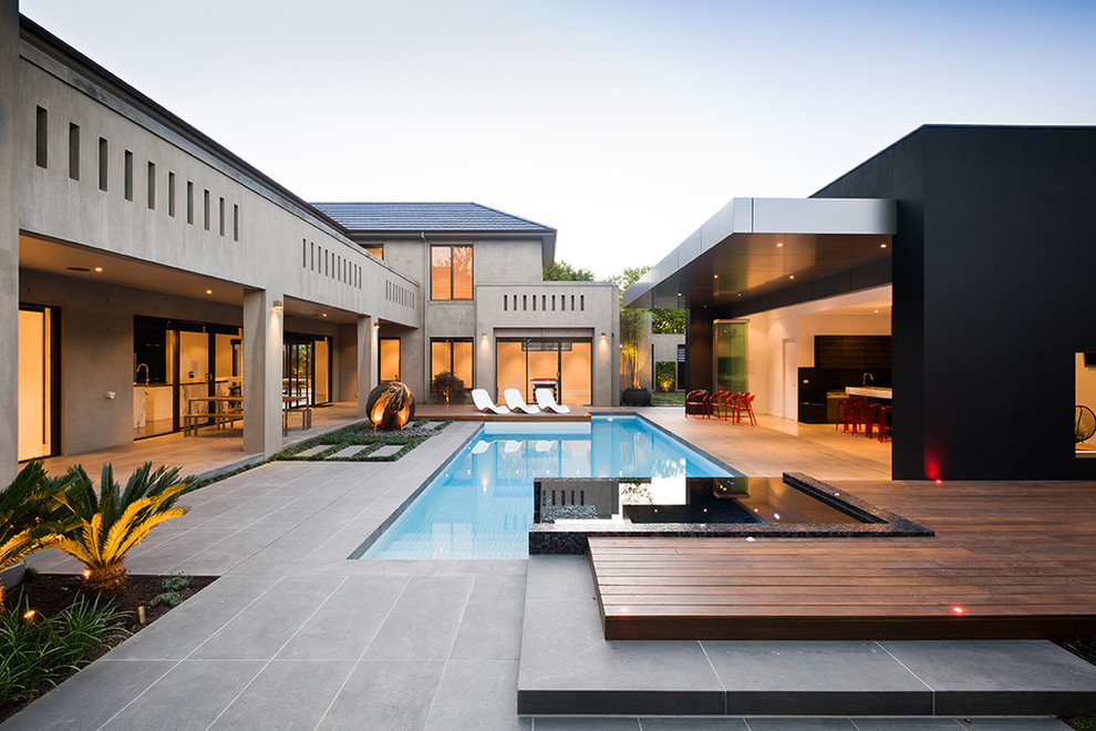 Design ideas for a contemporary landscaping in Melbourne with decking.