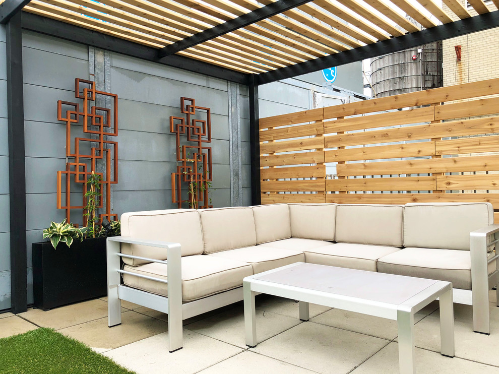 Chelsea Contemporary Roof Garden with Pergola and Lattices