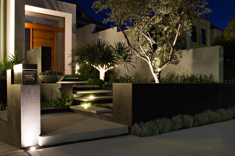 This is an example of a contemporary front garden steps in Perth.