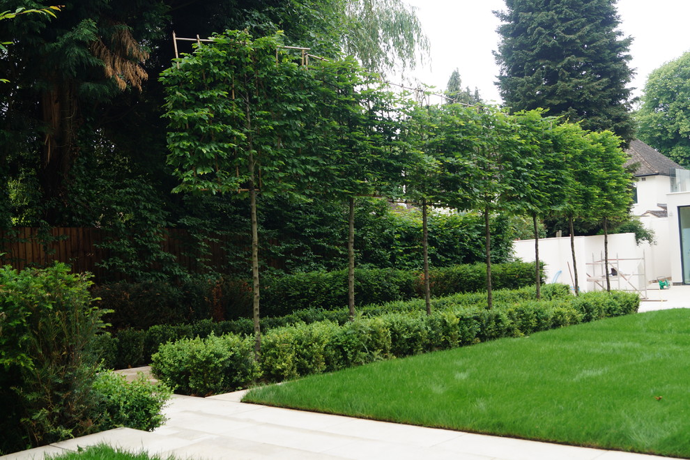 Источник вдохновения для домашнего уюта: большой регулярный сад на заднем дворе в современном стиле