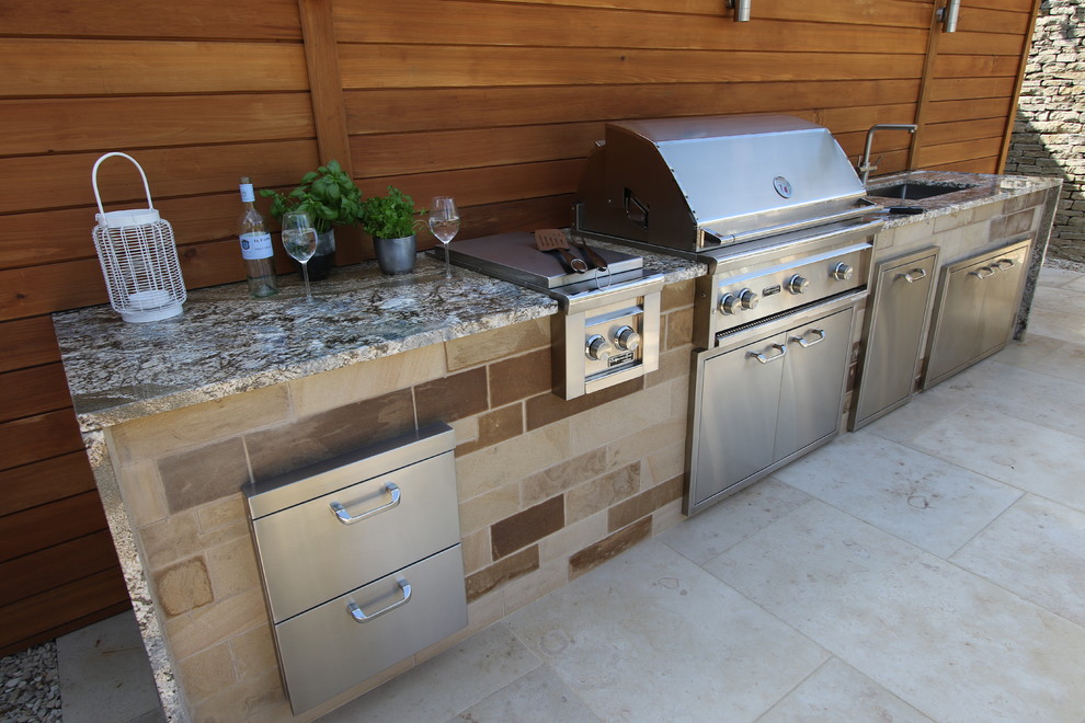 Photo of a mid-sized contemporary stone landscaping in Wiltshire.